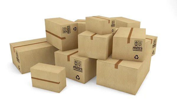 Cardboard boxes isolated on white background — Stock Photo, Image