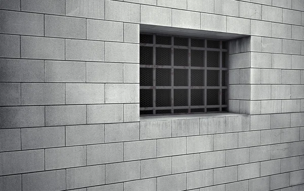 Vězeňské cele zamřížovanému oknu. 3D vykreslování — Stock fotografie