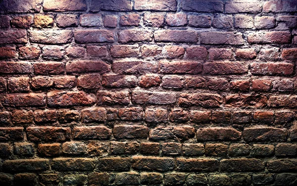 Old Rough Brick Wall Illuminated Spotlights Rendering — Stock Photo, Image