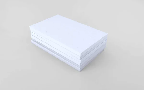 一堆堆挤塑聚苯乙烯泡沫隔热材料板 在白色背景上隔离 具有剪切路径 3D渲染 — 图库照片
