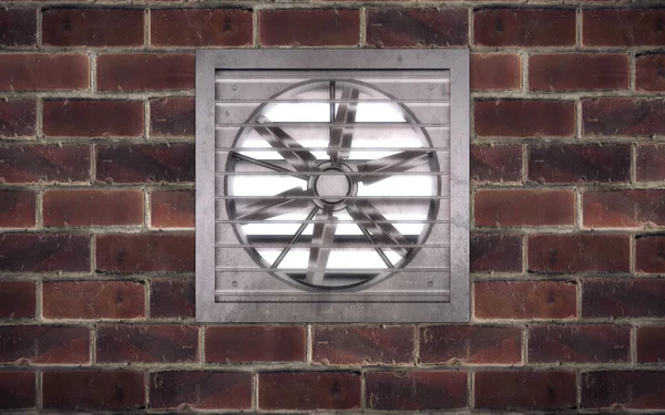 Ventilation Fan Unit Brick Wall Rendering — Stock Photo, Image