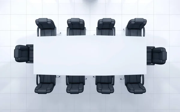 Masa Sandalyelerle Dolu Parlak Bir Toplantı Odası Yeri Şirket Konsepti — Stok fotoğraf