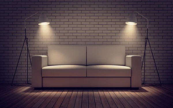 Eigentijdse kamer met sofa — Stockfoto