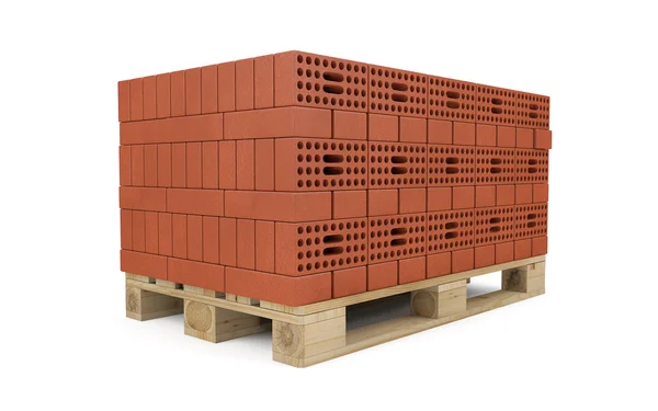 Stack of bricks on wooden pallet — Stock Photo, Image