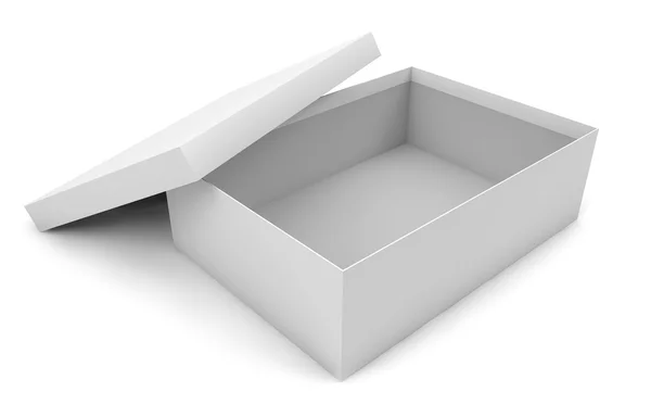 Caja de cartón abierta vacía blanca — Foto de Stock