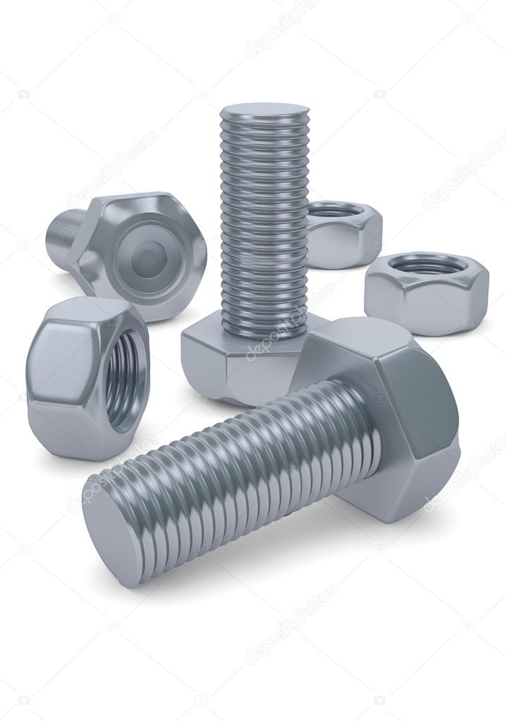 Bolts and nuts isolated