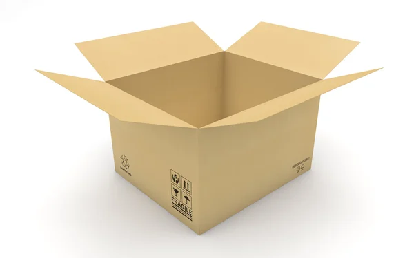 Boş yeni karton kutu izole — Stok fotoğraf
