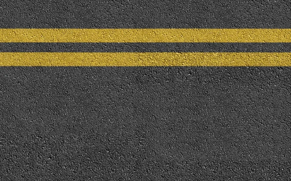 Double Yellow Line On New Asphalt Road — Stock Photo, Image