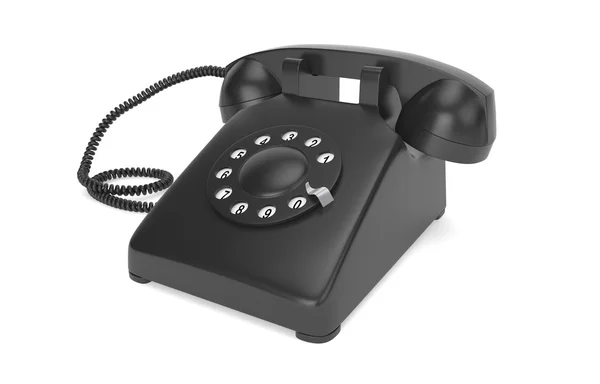 Black rotary phone isolated on white — Stock Photo, Image