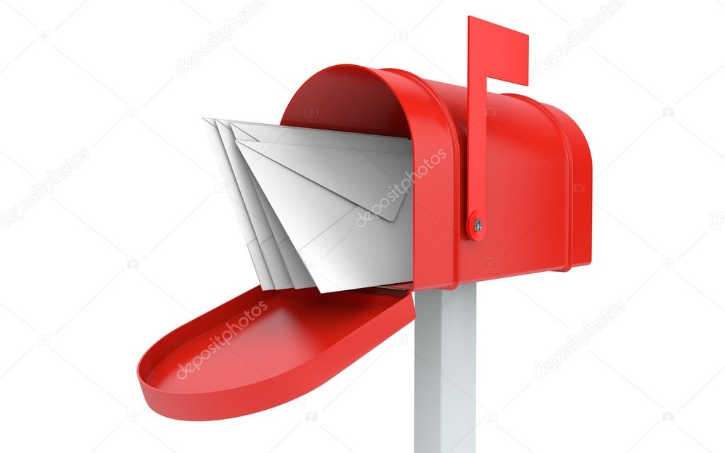 Incoming mail. mailbox with letters isolated
