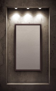 Boş resim çerçevesini eski beton duvar