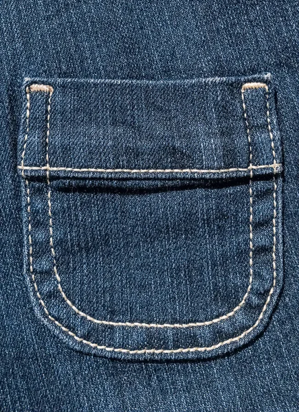 Bolsillo Pequeño Denim Azul Con Puntadas Blancas — Foto de Stock