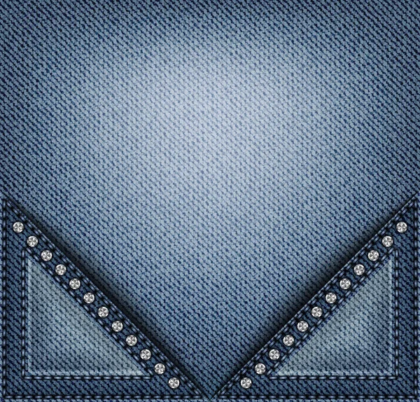 Bannière Vectorielle Denim Bleu Avec Poches Triangulaires Avec Points Paillettes — Image vectorielle