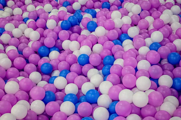 Heap Colorful Plastic Balls White Blue Purple Colors — Stock Photo, Image
