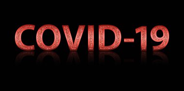 Siyah arkaplanda kırmızı parıldayan COVID 19 harfleri.