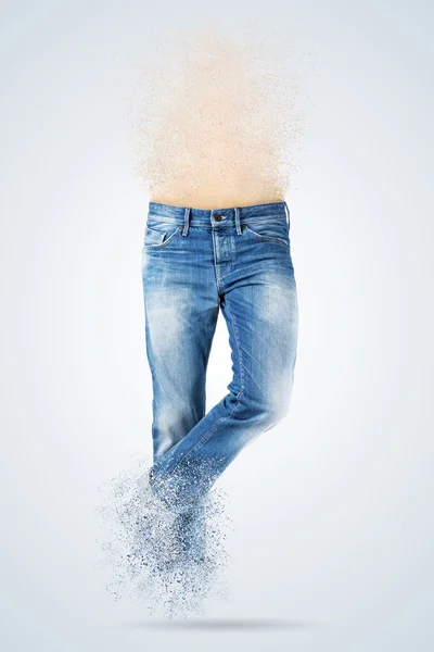 Celana jeans biru dengan latar belakang biru — Stok Foto