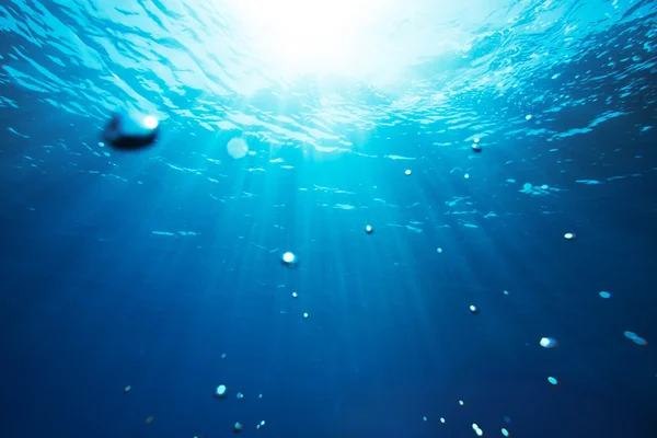 Vista al mar bajo el agua con luz solar . — Foto de Stock