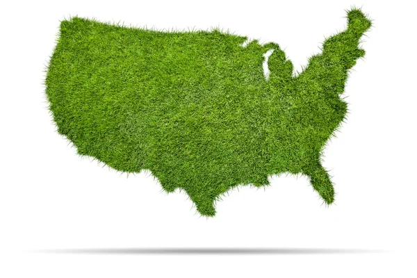Obrazce mapy USA zelené trávy izolovaných na bílém pozadí — Stock fotografie