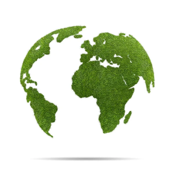Мировая форма земного шара зеленой травы изолированы на белом фоне — стоковое фото