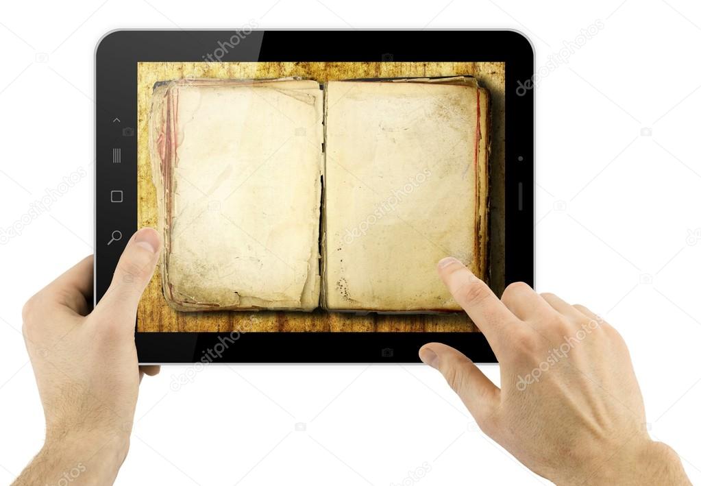 Digital tablet with old book