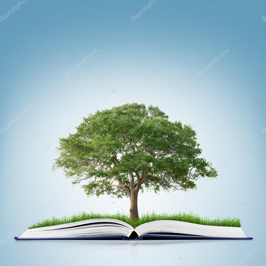Book with grass and tree