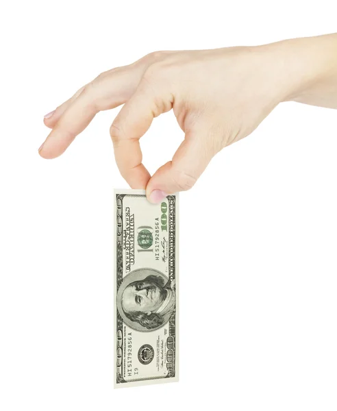 Hand and hundred dollars — Stock Photo, Image