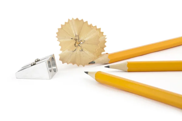 Sharpened pencils and sharpener — Stock Photo, Image