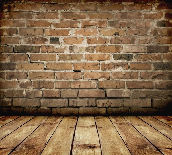 Mur de briques et plancher de bois — Photo