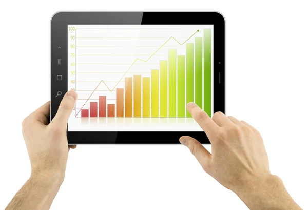 Tablet-PC mit Business-Grafik — Stockfoto