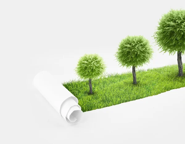 Paper hole on grass background — Stock Photo, Image