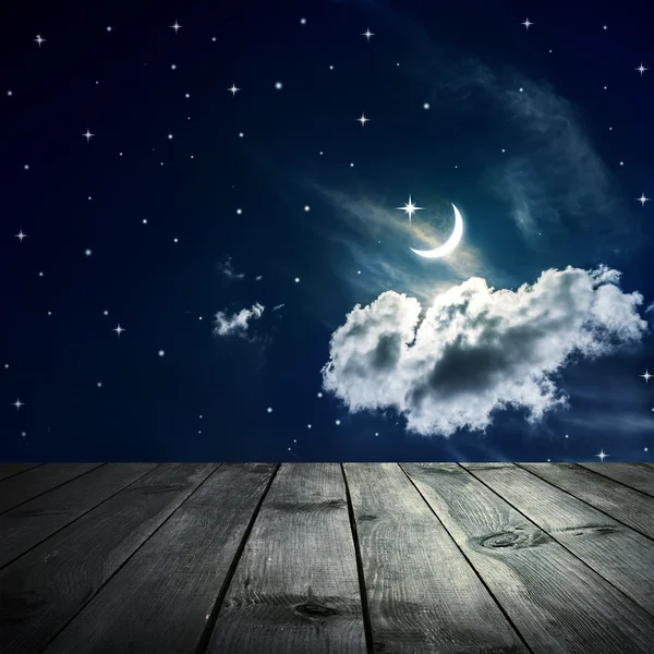 Night sky with stars and moon — Stock Photo, Image