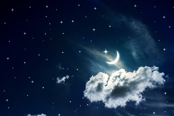 Night sky with stars and moon background