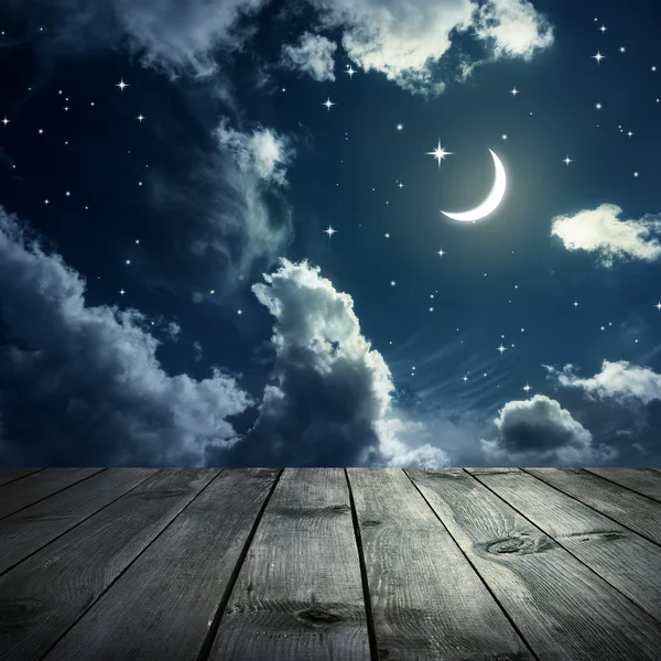 Night sky with stars and moon — Stock Photo, Image