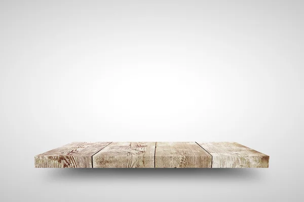 Wooden shelf on white — Stock Photo, Image