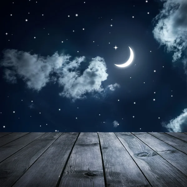 Night sky with stars and moon — Stock Photo, Image