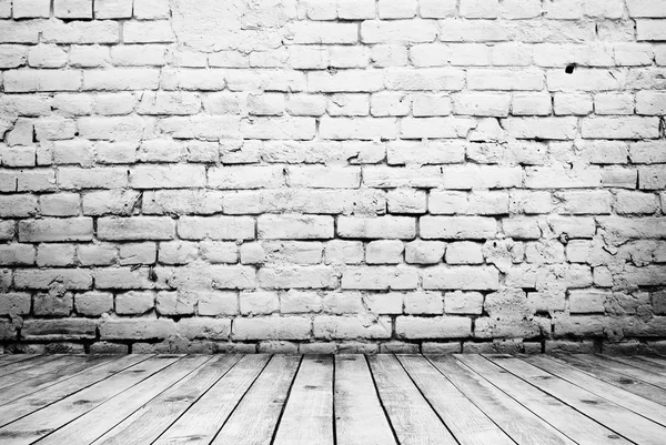 Brick wall and wood floor background — Stock Photo, Image