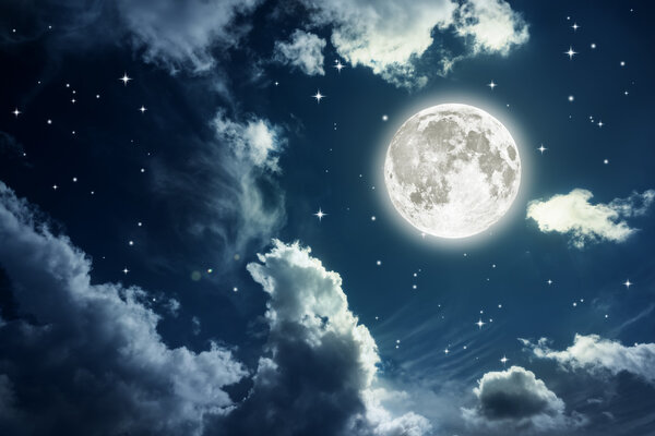 Night sky with stars and full moon background. Elements of this image furnished by NASA