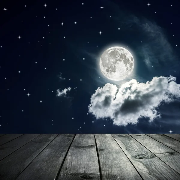 Night sky with stars and full moon — Stock Photo, Image