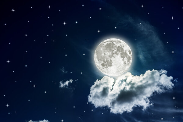 Night sky with stars and full moon background. Elements of this image furnished by NASA
