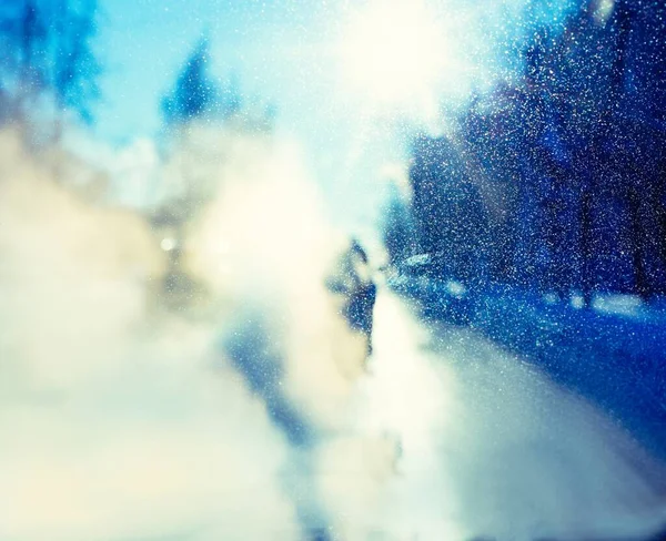 Fondo Borroso Del Camino Ciudad Del Invierno Día Frío Del — Foto de Stock