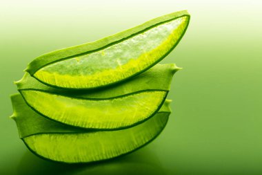 Aloe yaprağını parlak ışıkta kes. Büyük parça aloe yakın plan, tıbbi bitki.