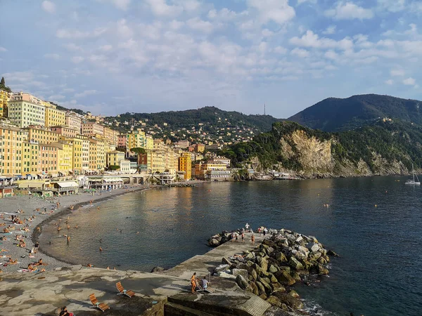 Buildings Overlooking Sea Liguria Romantic Village Camogli — Stock Photo, Image