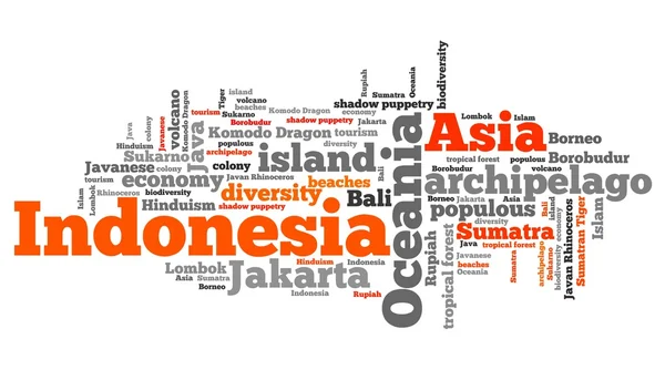 Indonesien tag cloud — Stockfoto