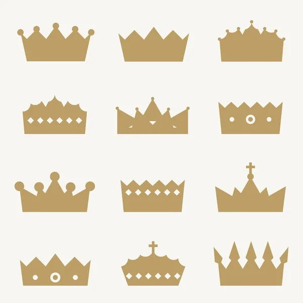 Iconos de corona - ilustración vectorial — Vector de stock