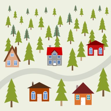 Dağ town vektör çizim