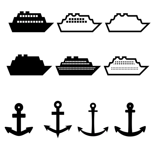 Cruise ikonok vektoros illusztráció — Stock Vector