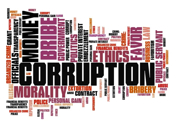 Corrupção nuvem de palavras — Fotografia de Stock