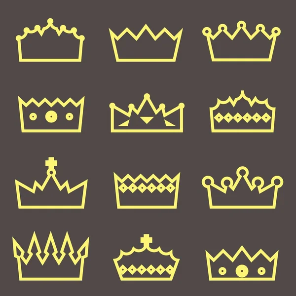 Iconos de corona - ilustración vectorial — Vector de stock