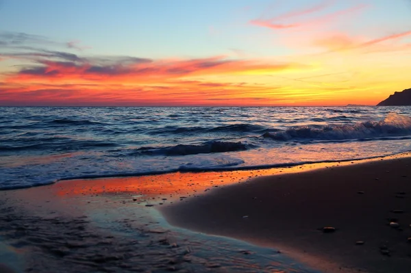 Strand zonsondergang in Corfu — Stockfoto