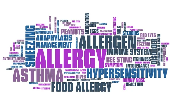 Аллергия - облако слов — стоковое фото
